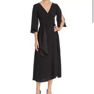 Kenneth Cole New York Madylyn Gentle Souls Black Wrap Midi Dress